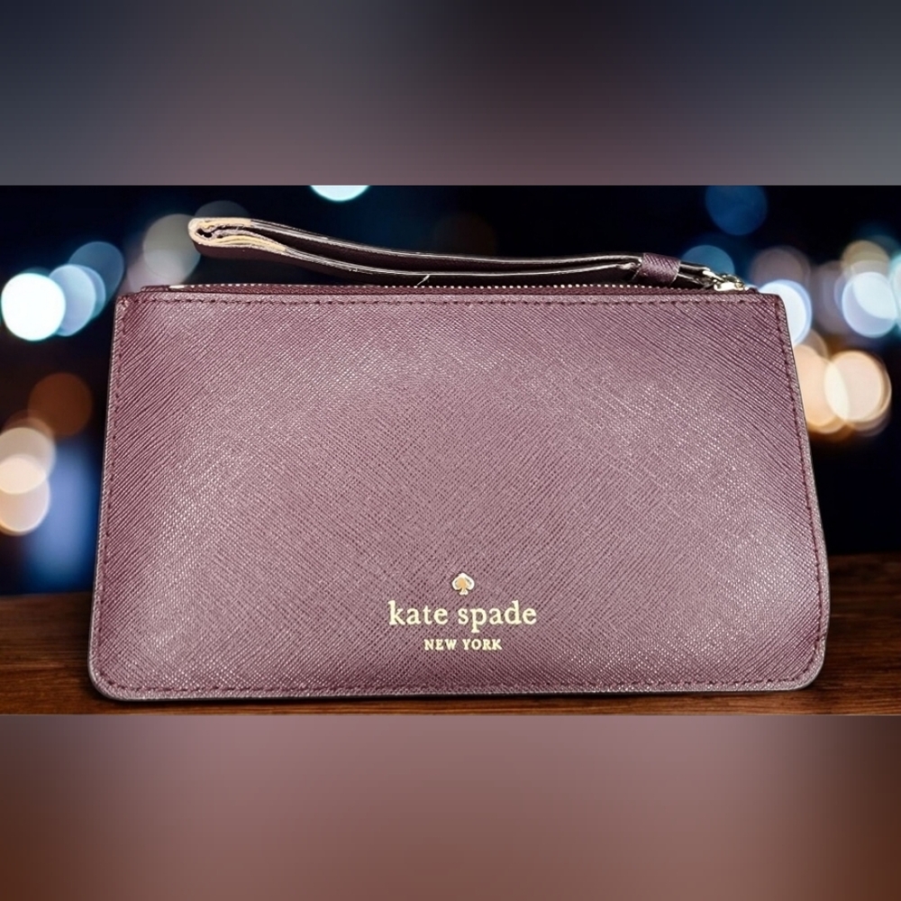Kate Spade New York Redwood Saffiano Leather Wristlet